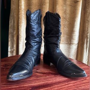 Womens Vintage Zodiac Boots, Solid Black, Sz 9.5